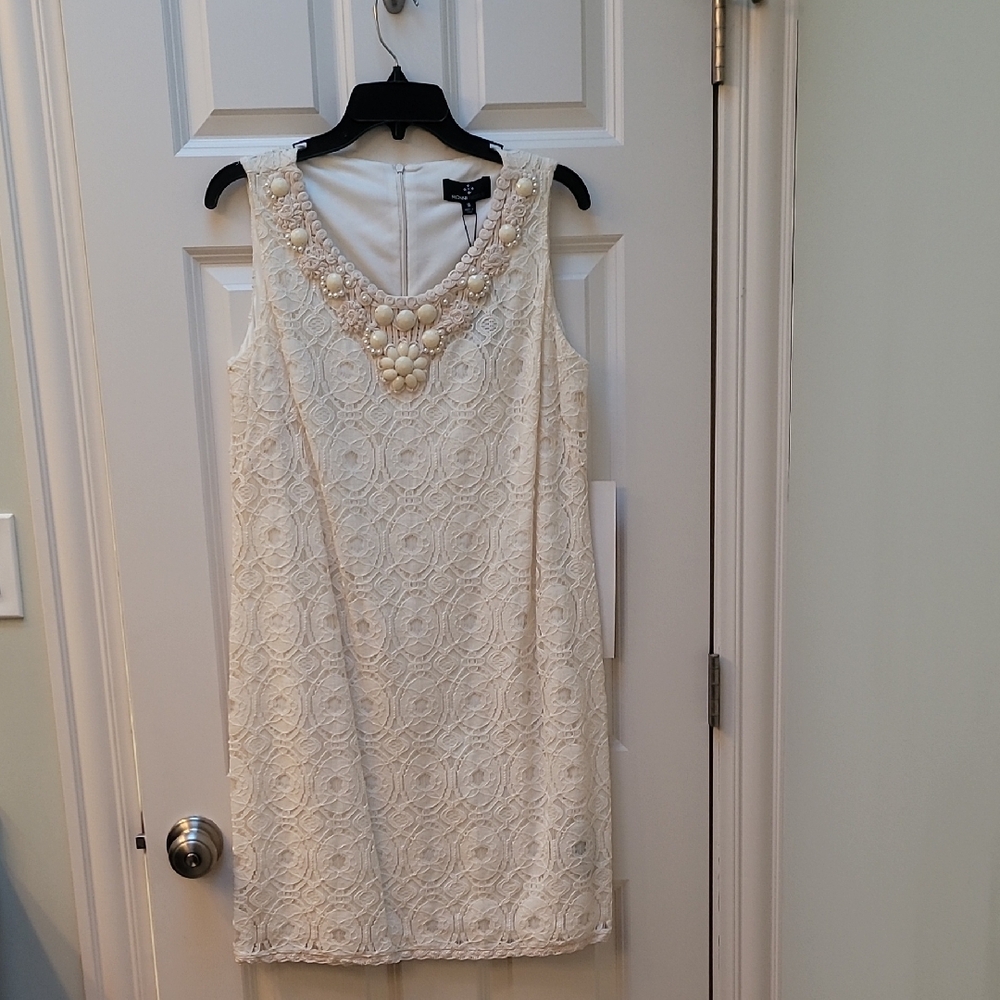 Beautiful Ronni Nicole, Ivory Lace Dress with Pearl Embellishments